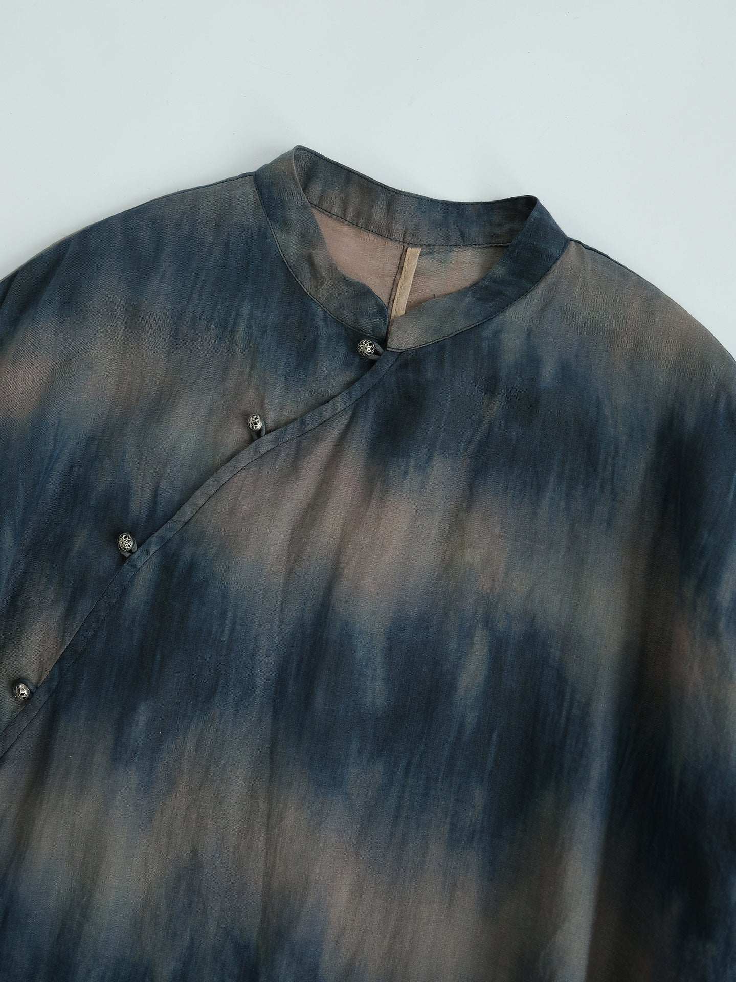 Abstract Blue Cheongsam Cocoon Dress