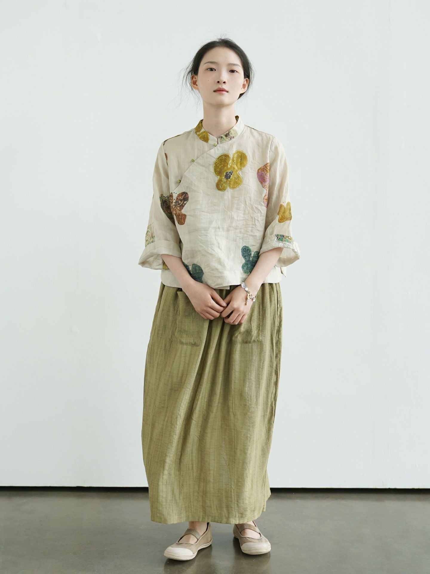 Abstract Floral Cheongsam Qipao Top