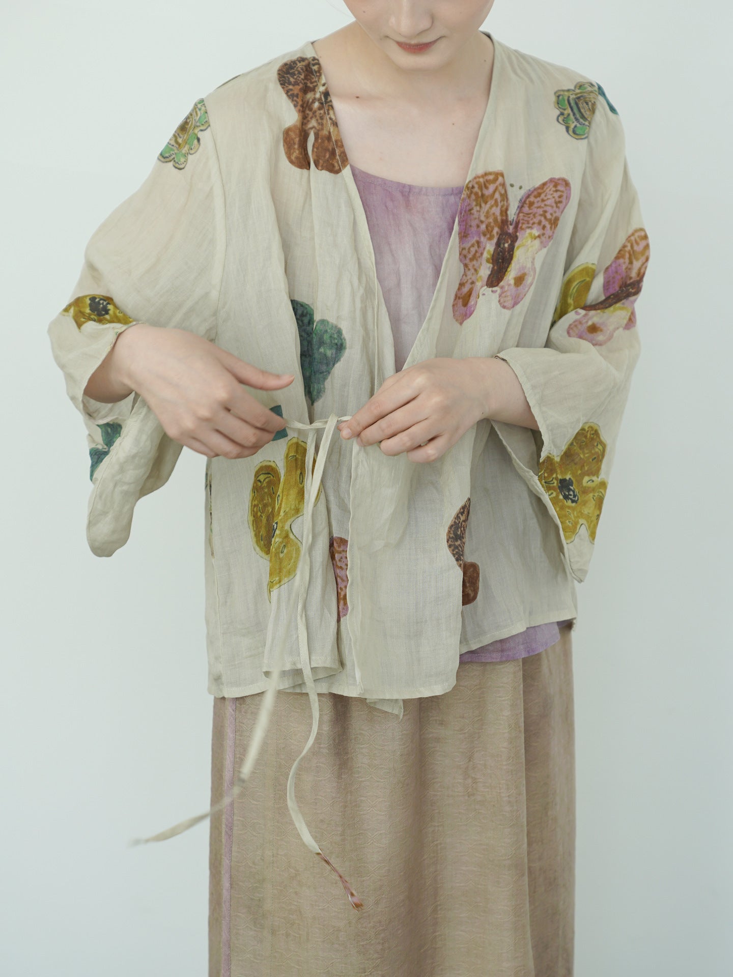 Abstract Floral Kimono Top