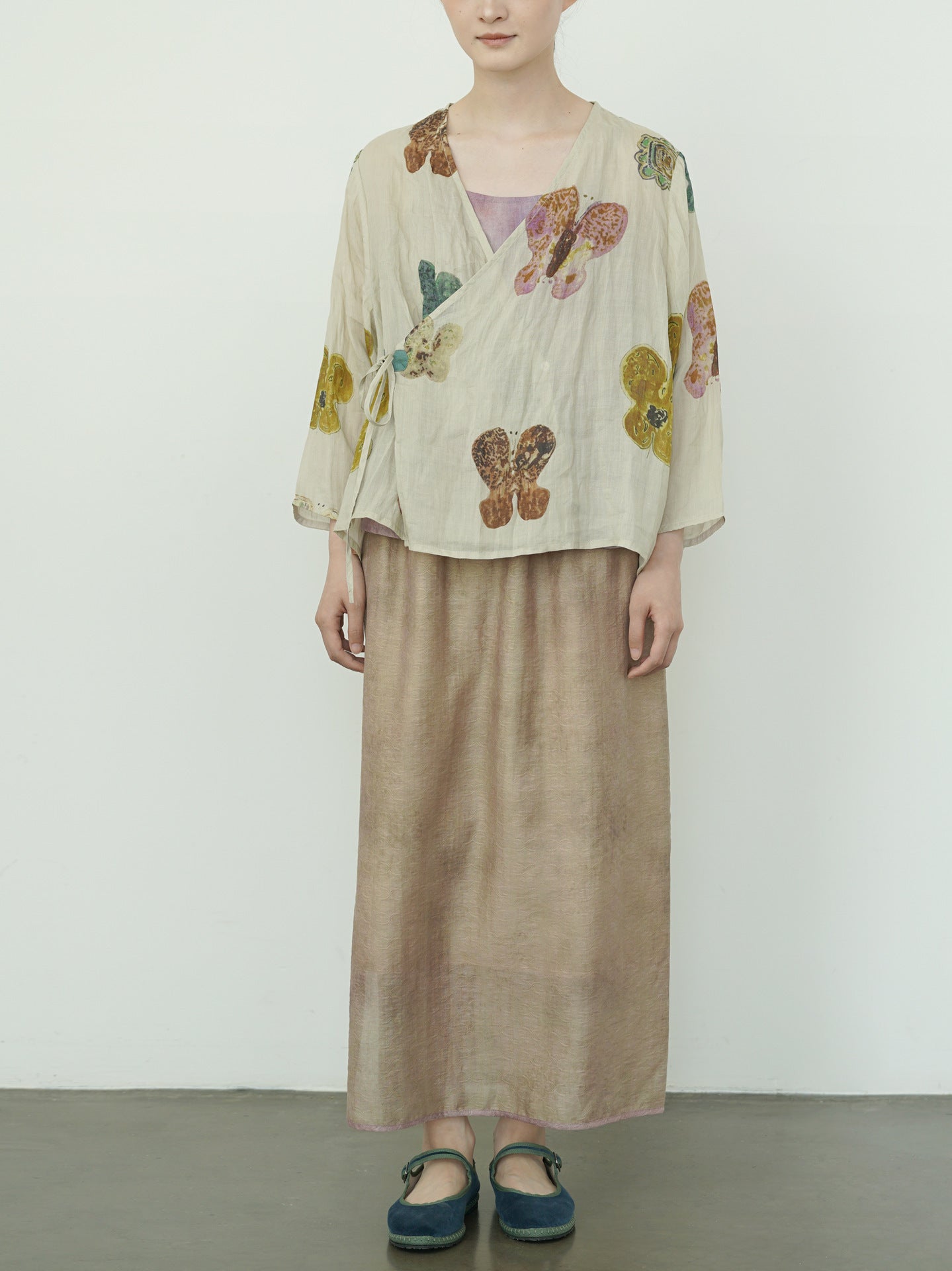 Abstract Floral Kimono Top