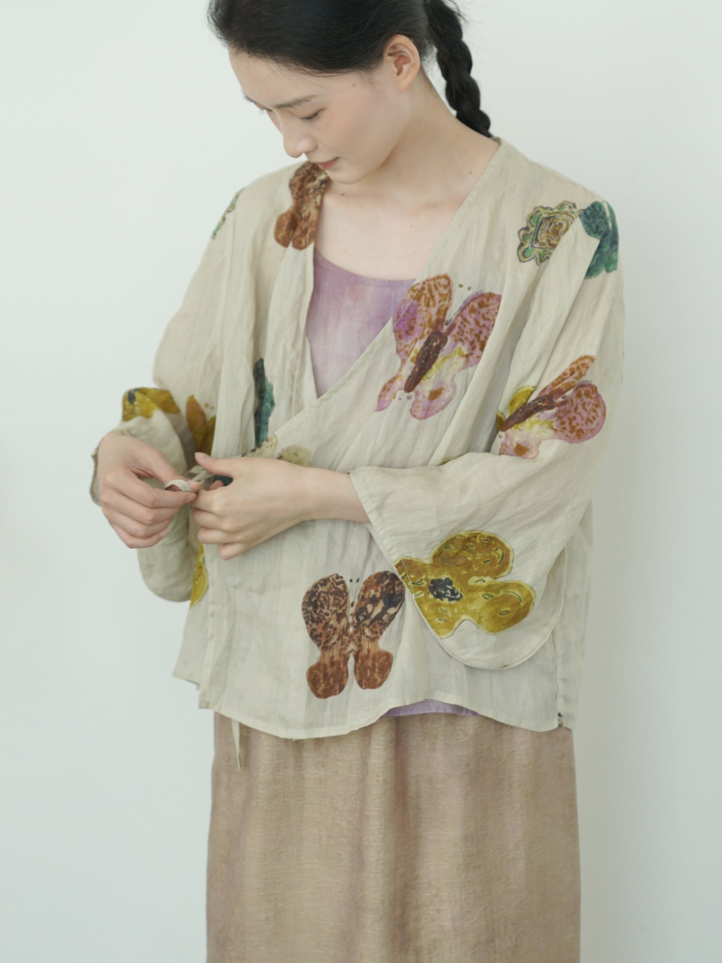 Abstract Floral Kimono Top