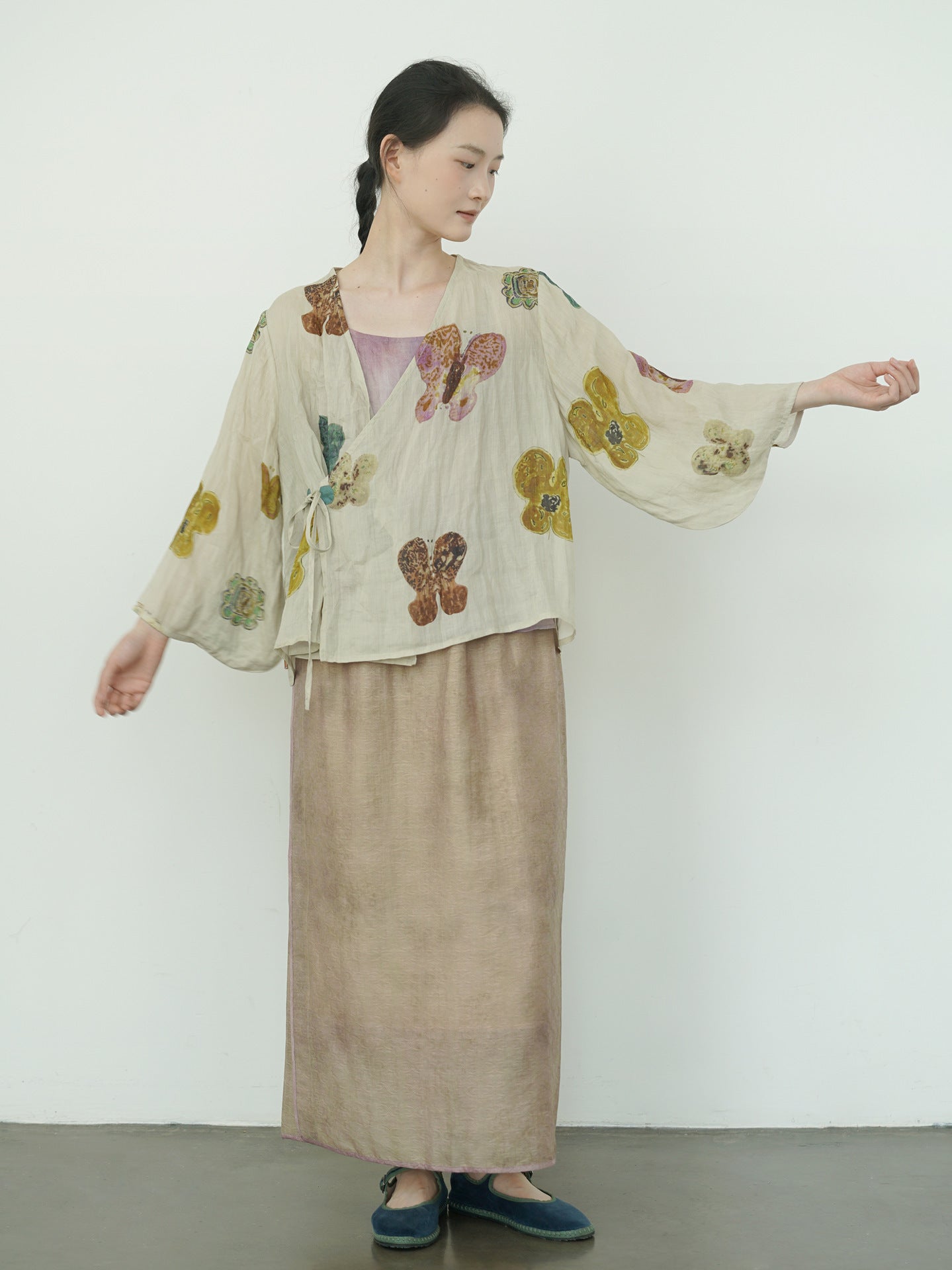 Abstract Floral Kimono Top
