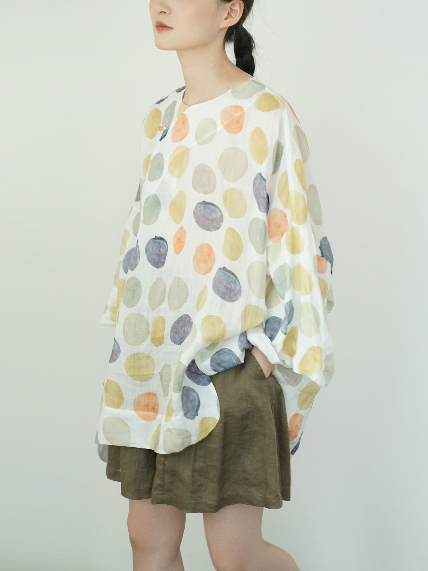 Autumn Polka Dot Cheongsam Qipao Maxi Top