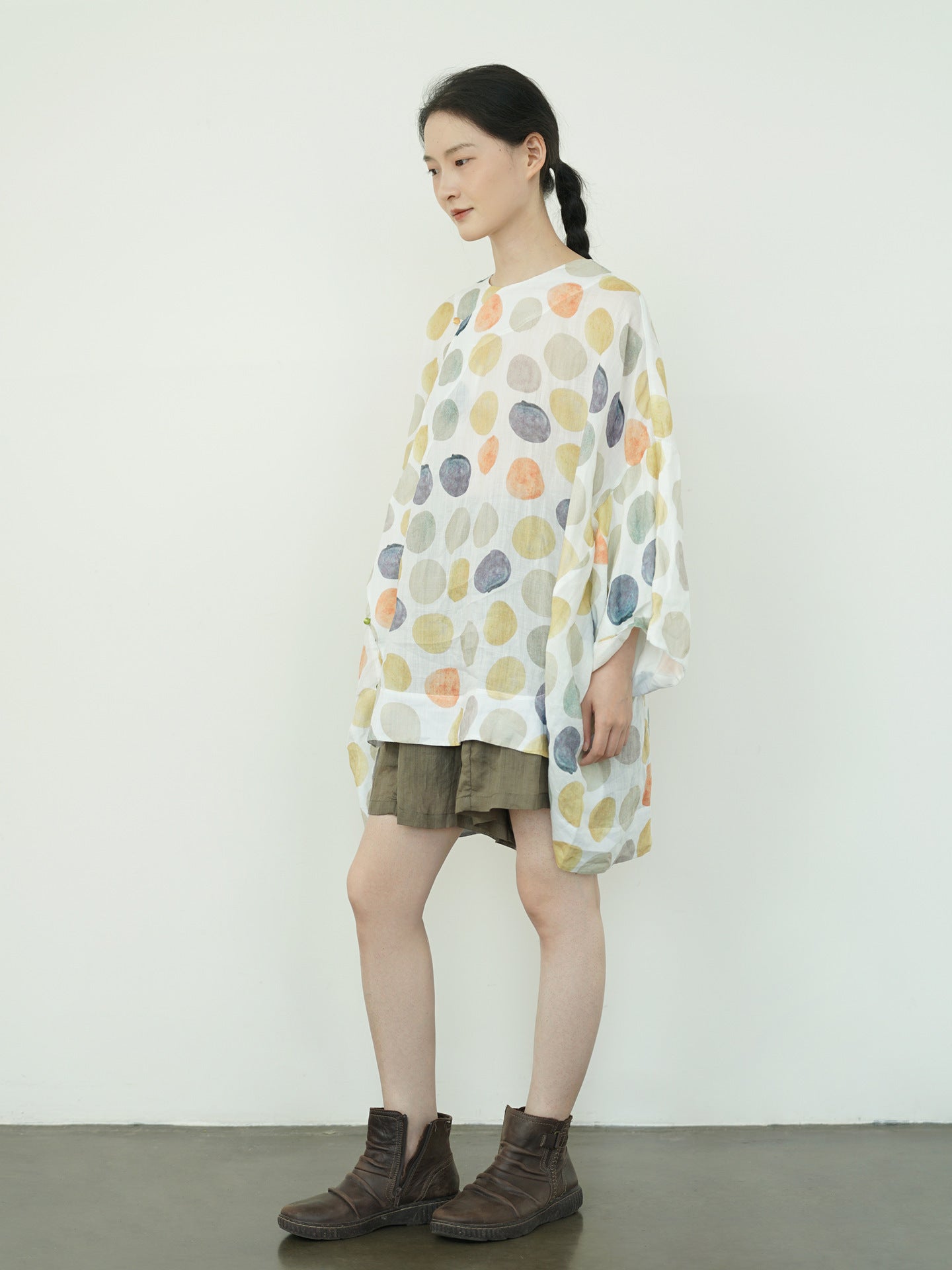Autumn Polka Dot Cheongsam Qipao Maxi Top