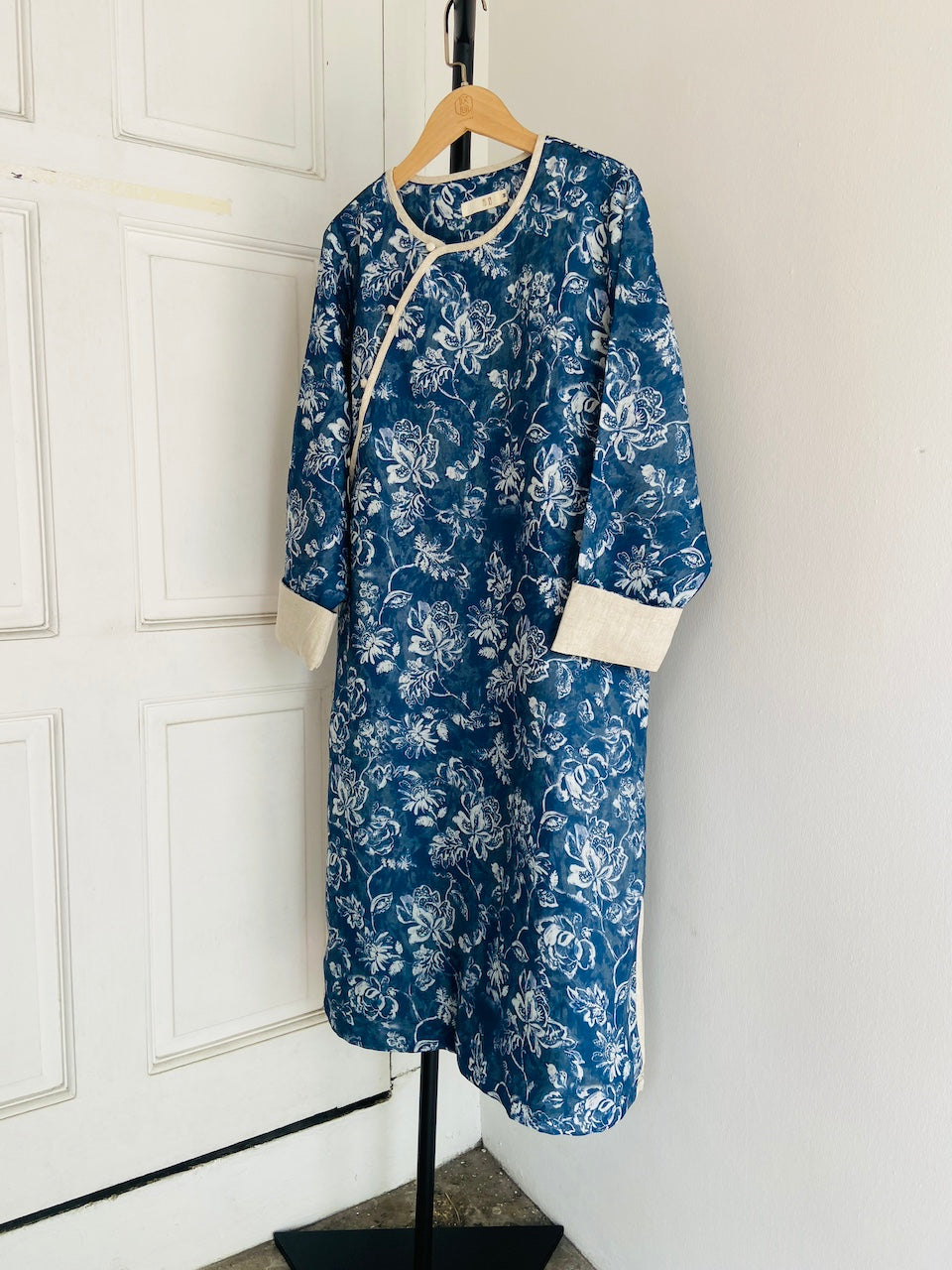 Blue Floral Cheongsam Qipao Dress