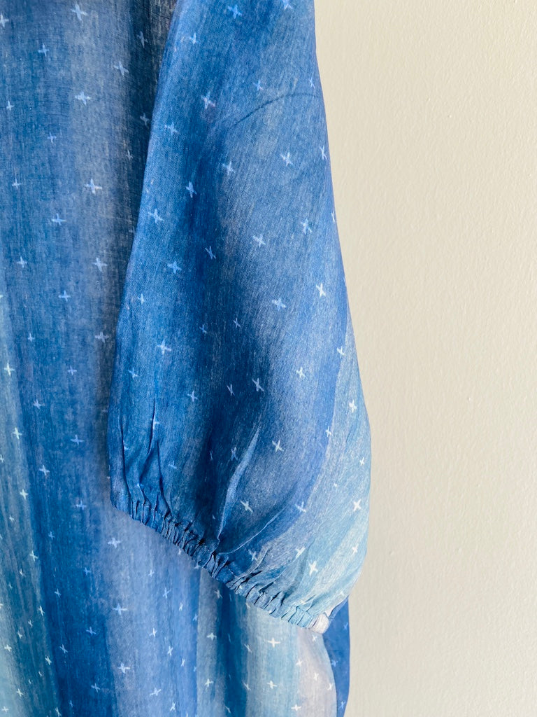 Blue Little Stars Cheongsam Cocoon Dress