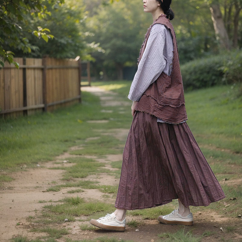 Cotton Maxi Skirt in Plum