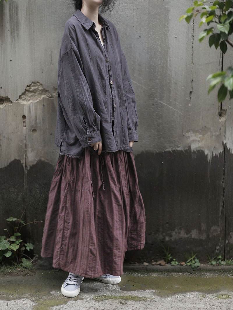 Cotton Maxi Skirt in Plum