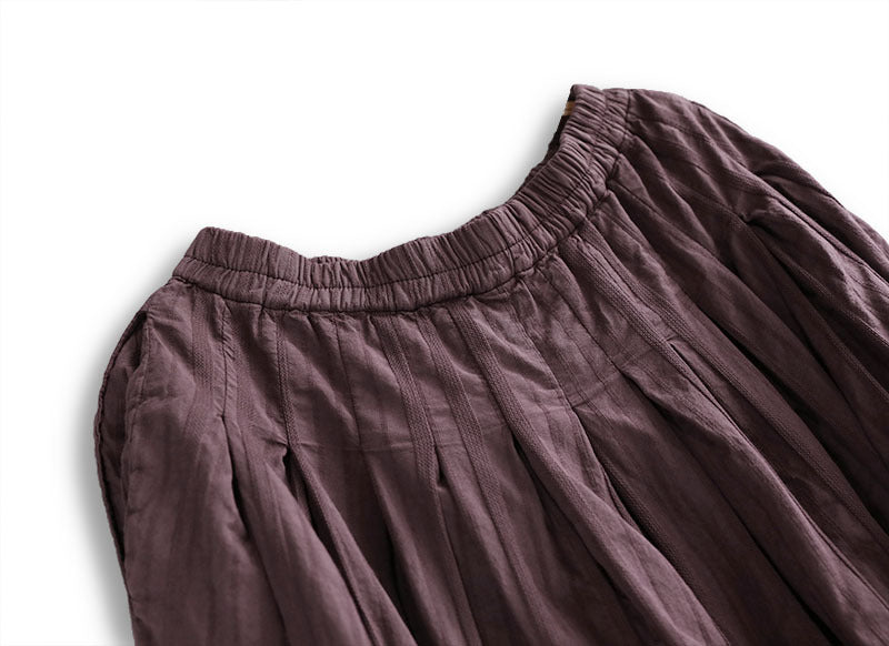 Cotton Maxi Skirt in Plum