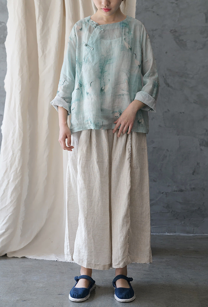 Crane Cheongsam Qipao Top