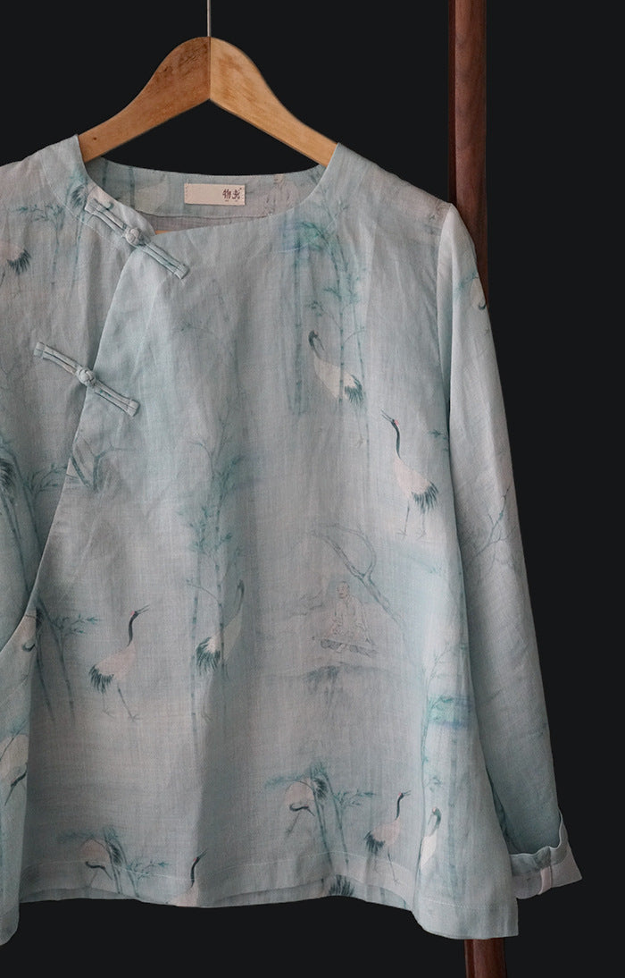 Crane Cheongsam Qipao Top