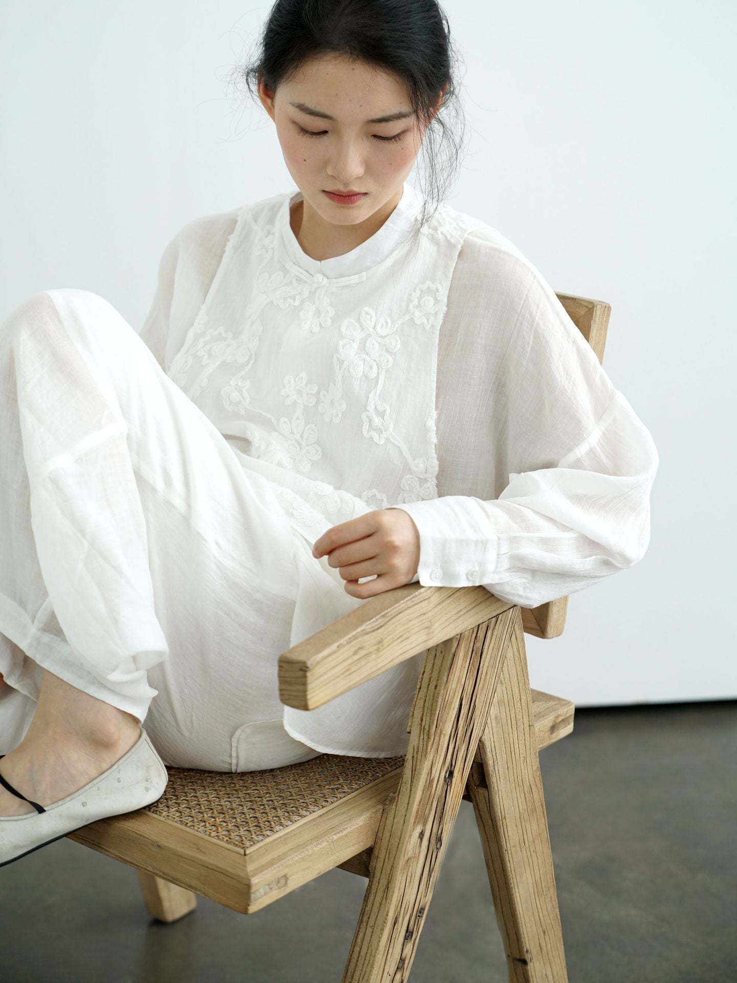 Double Layered Embroidered Cheongsam Qipao Top
