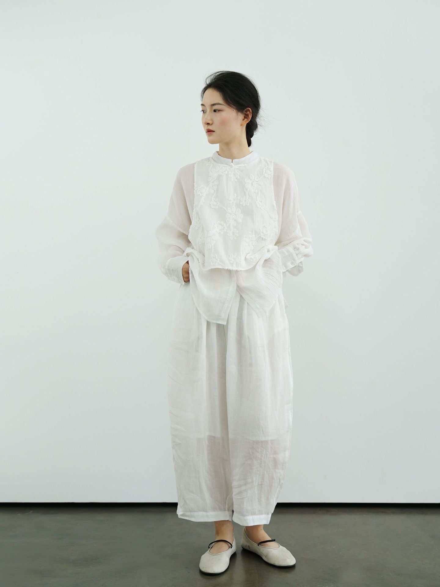 Double Layered Embroidered Cheongsam Qipao Top