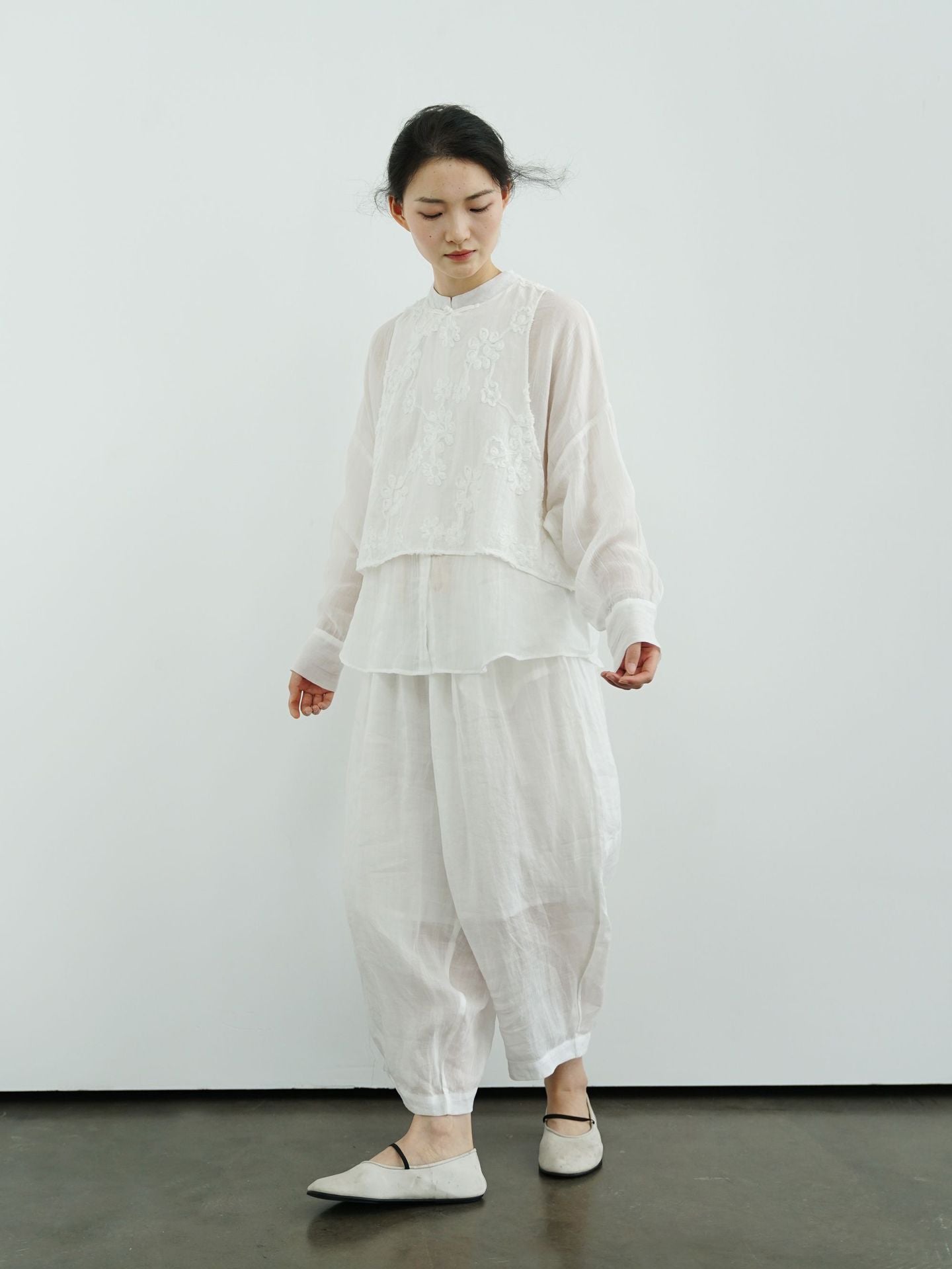Double Layered Embroidered Cheongsam Qipao Top
