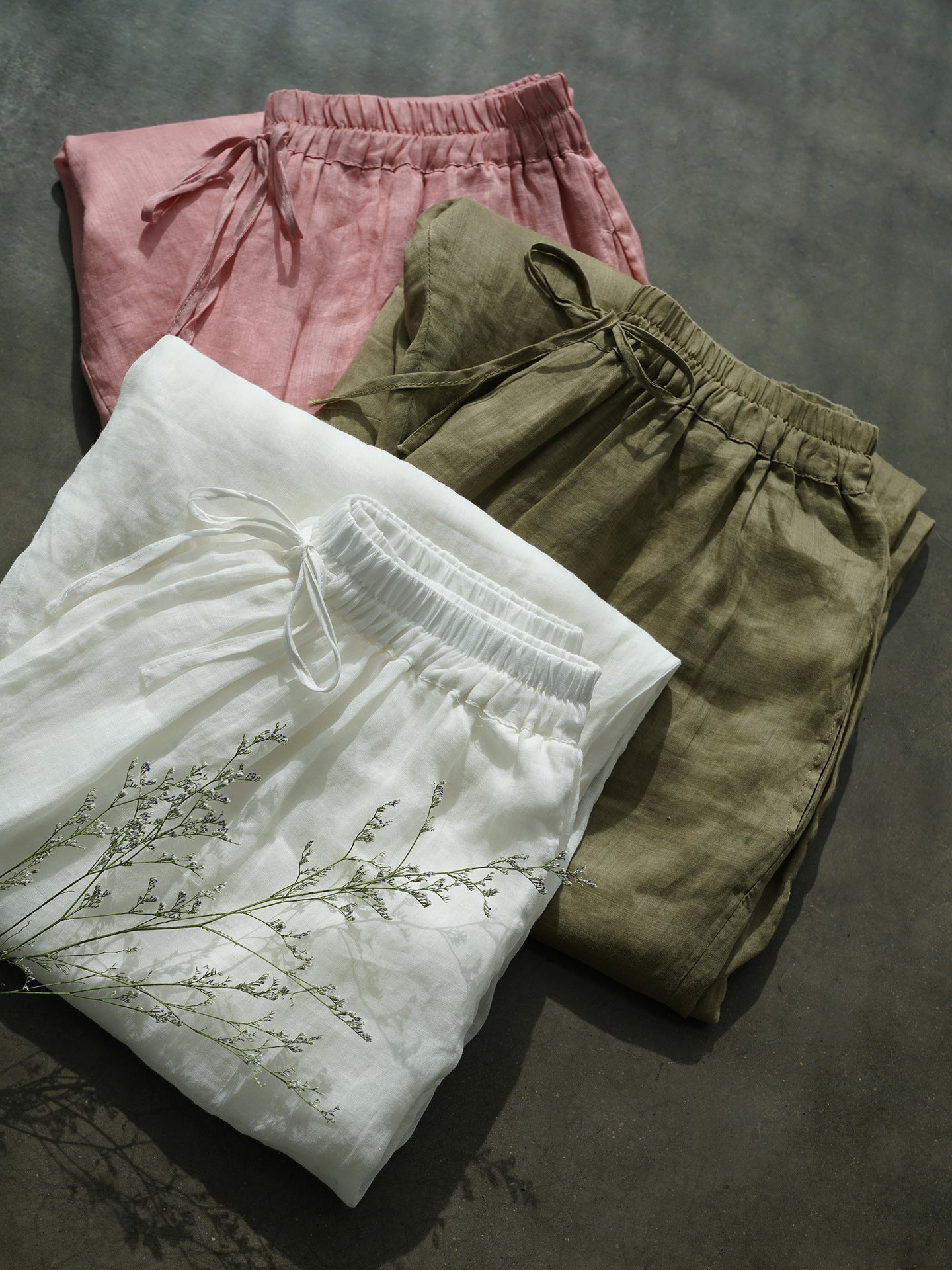 Ramie Long Pants in Khaki Green