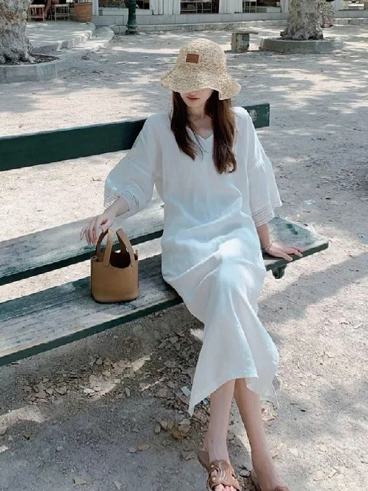 French Style Linen Dress