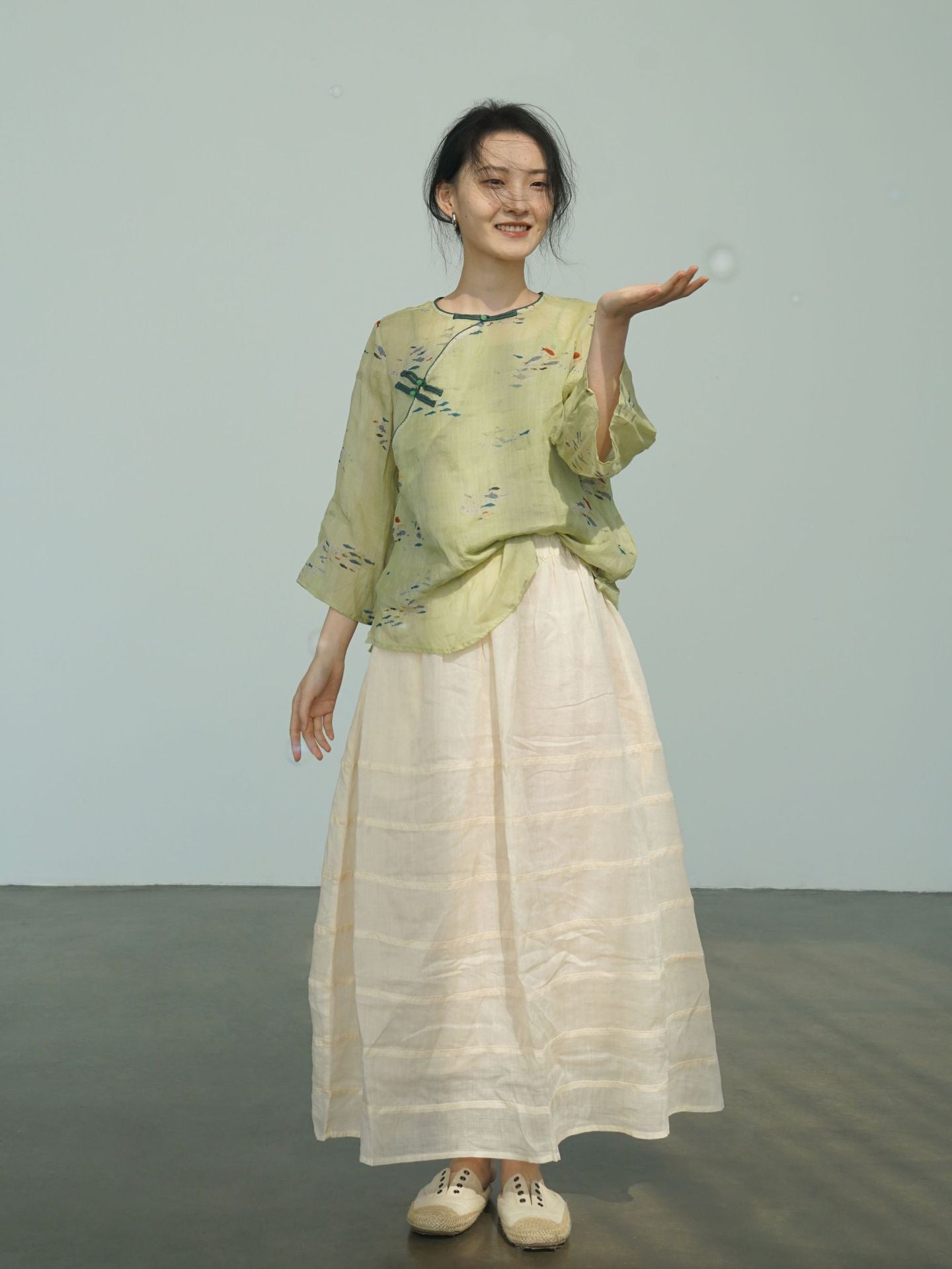 Little Fish Cheongsam Qipao Top in Yellow