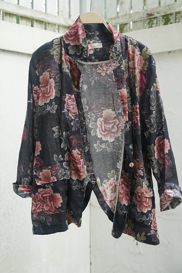 Peony Print Blazer