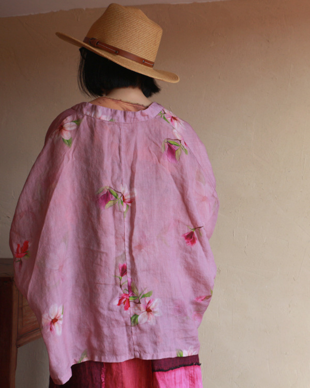 Chinese Button Cheongsam Qipao Maxi Top - Pink Magnolia