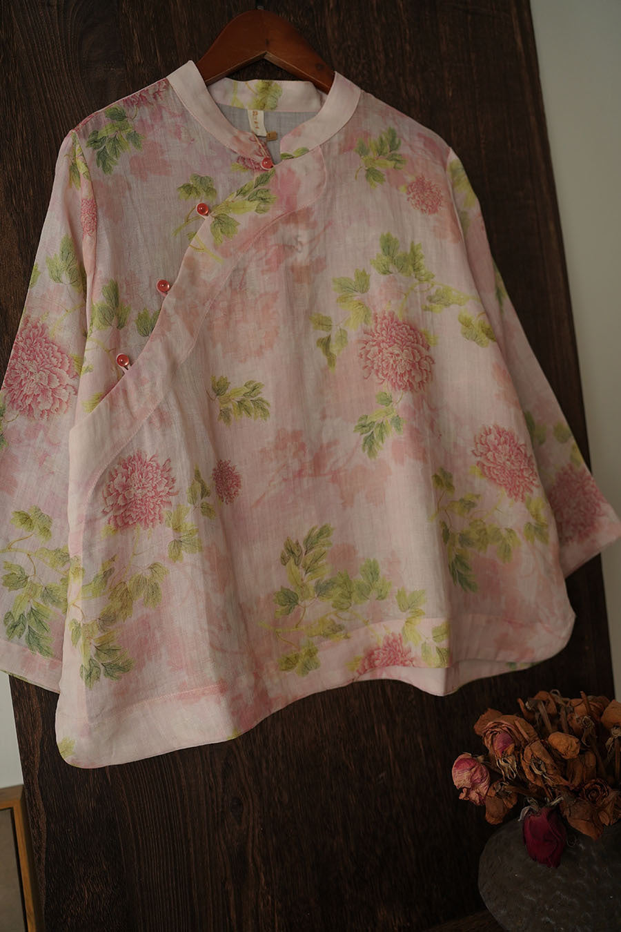 Pink Peony Cheongsam Qipao Top