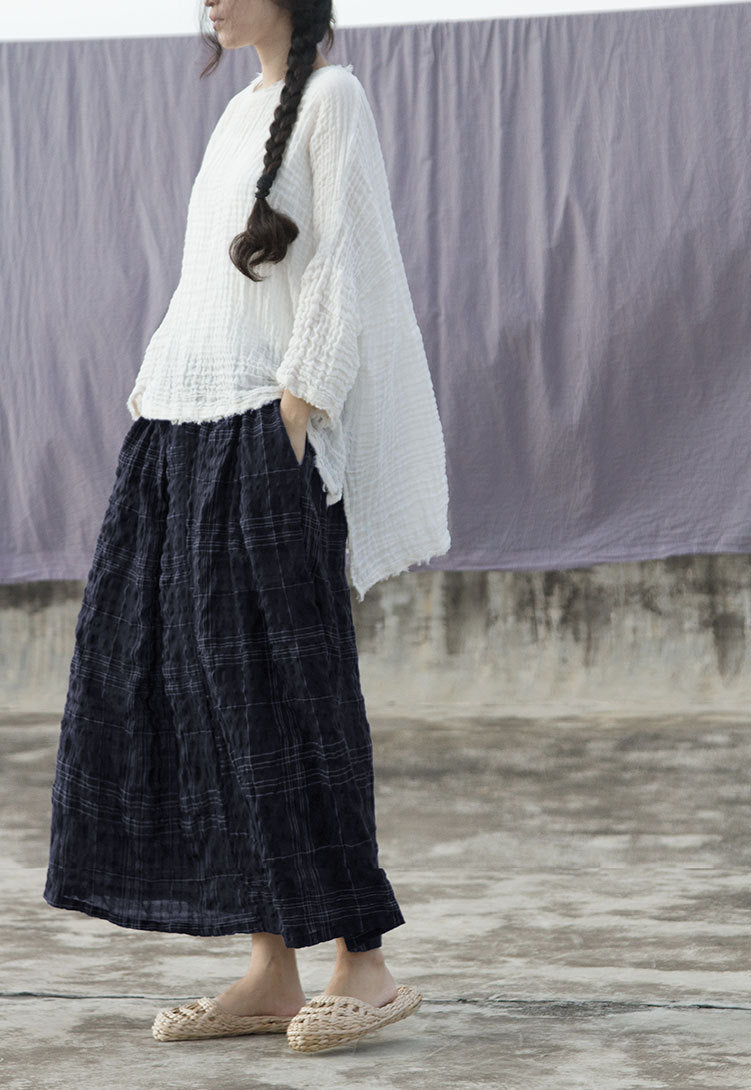 Stripes Print Maxi Skirt in Black
