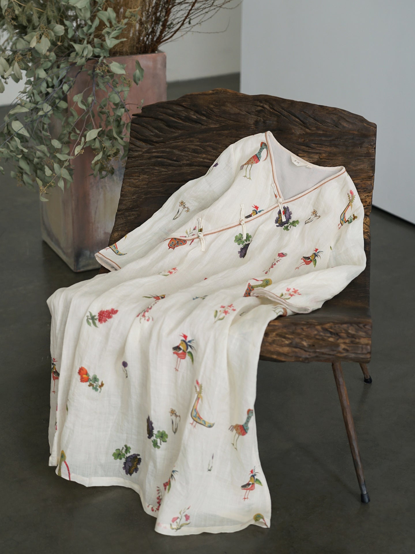 Spring Floral V-neck Cheongsam Qipao Dress