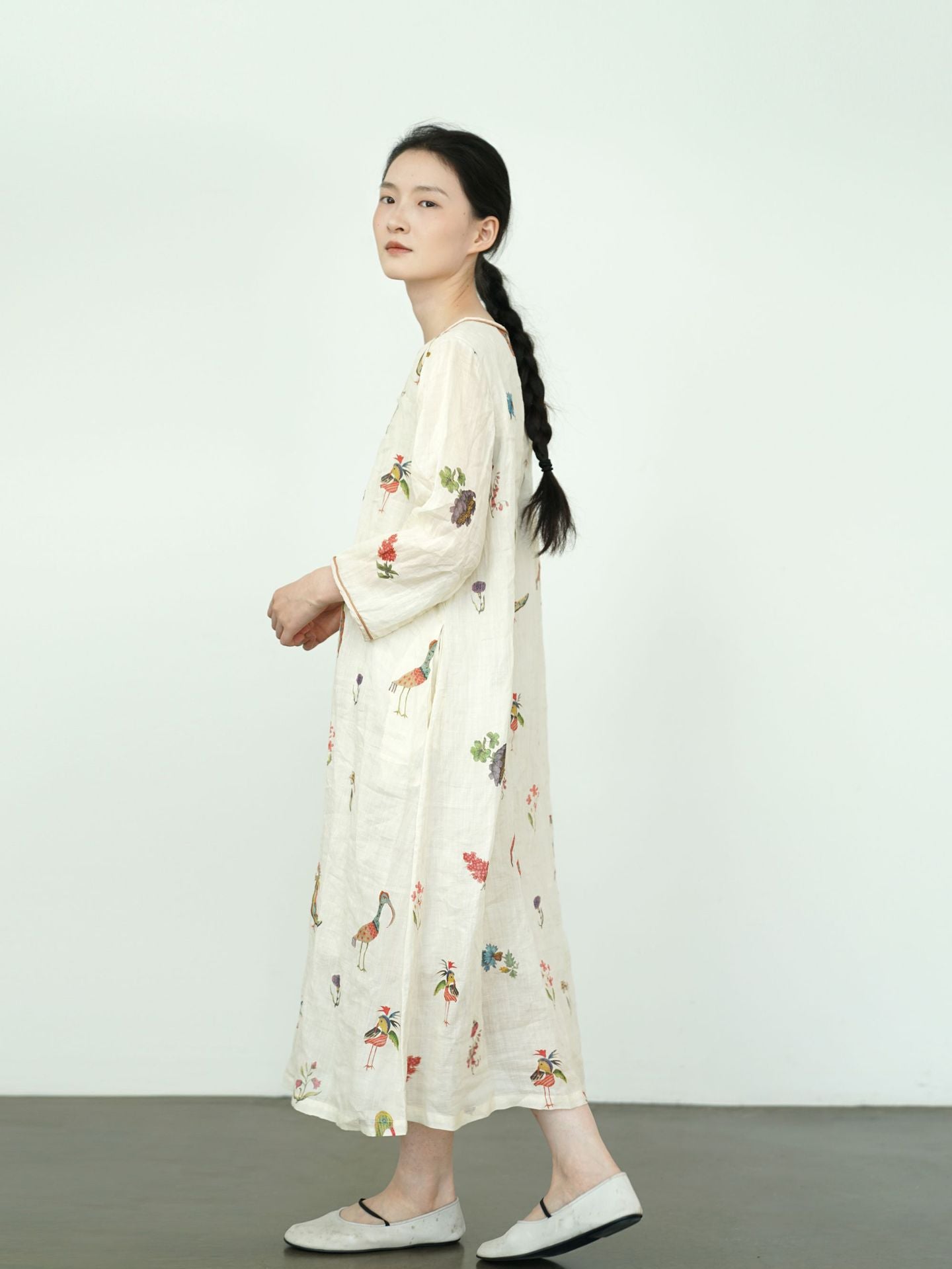 Spring Floral V-neck Cheongsam Qipao Dress