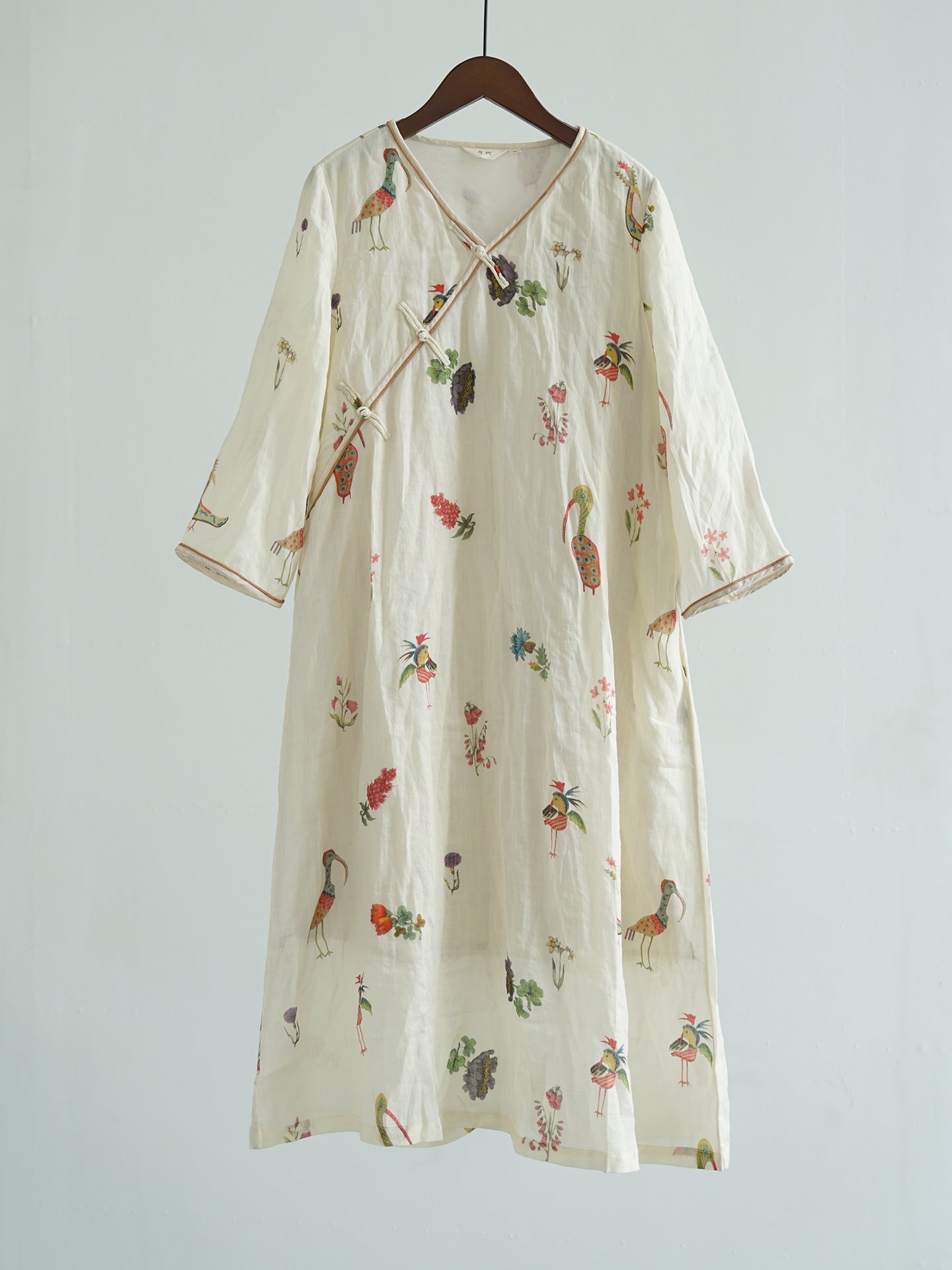 Spring Floral V-neck Cheongsam Qipao Dress