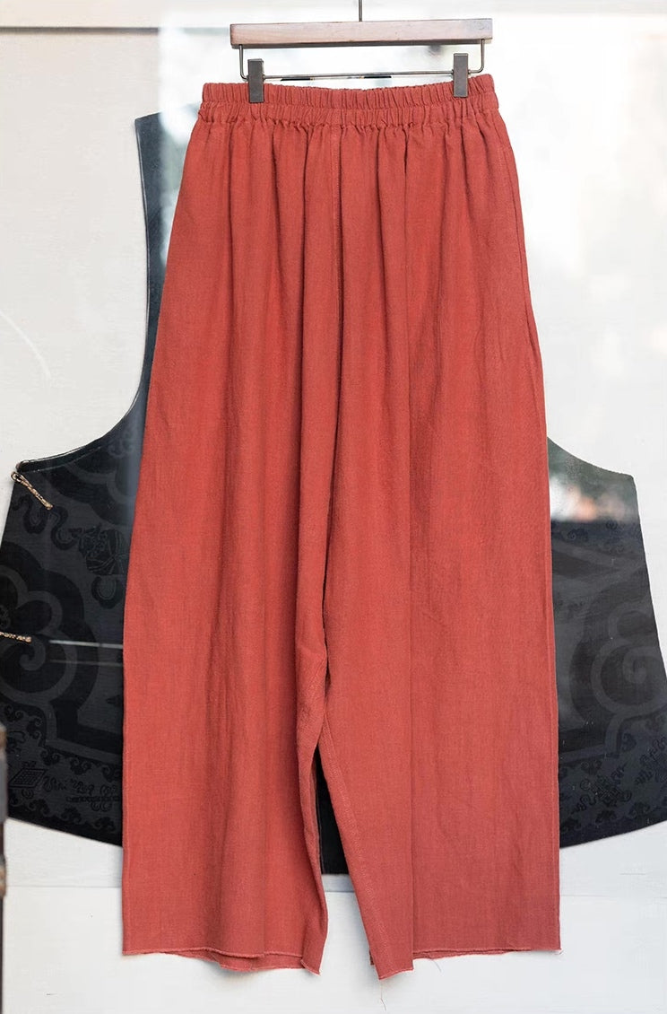 Wide Leg Pants in Orangy Red