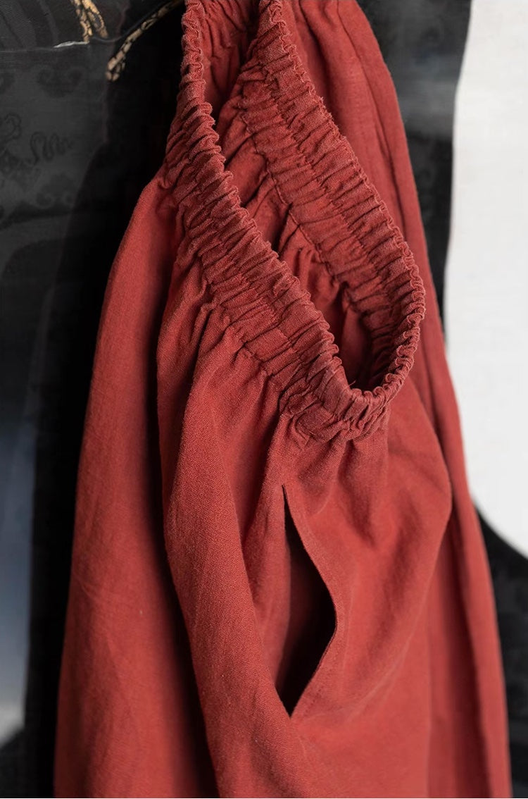 Wide Leg Pants in Orangy Red