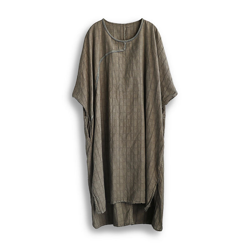 Zen Style Cheongsam Maxi Dress in Khaki