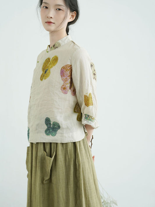 Abstract Floral Cheongsam Qipao Top