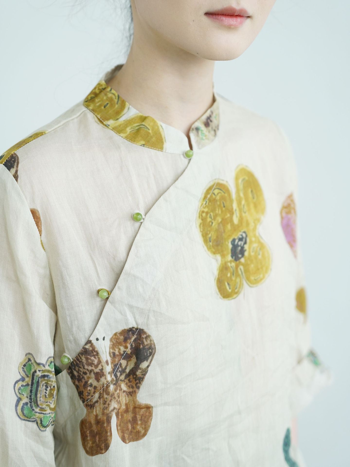 Abstract Floral Cheongsam Qipao Top