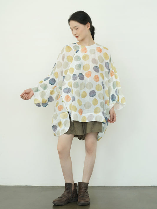 Autumn Polka Dot Cheongsam Qipao Maxi Top