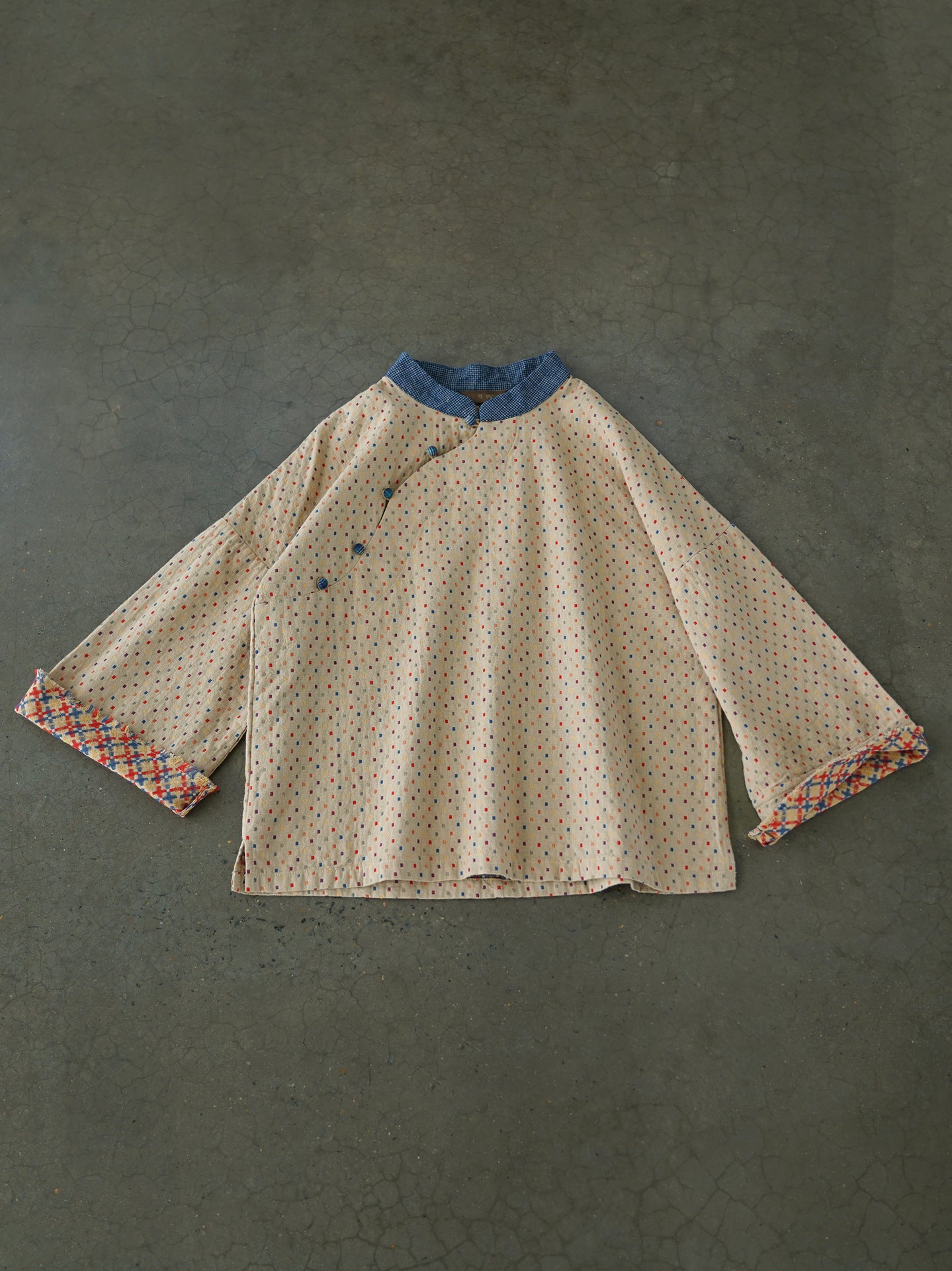 Beige Jacquard Cheongsam Top