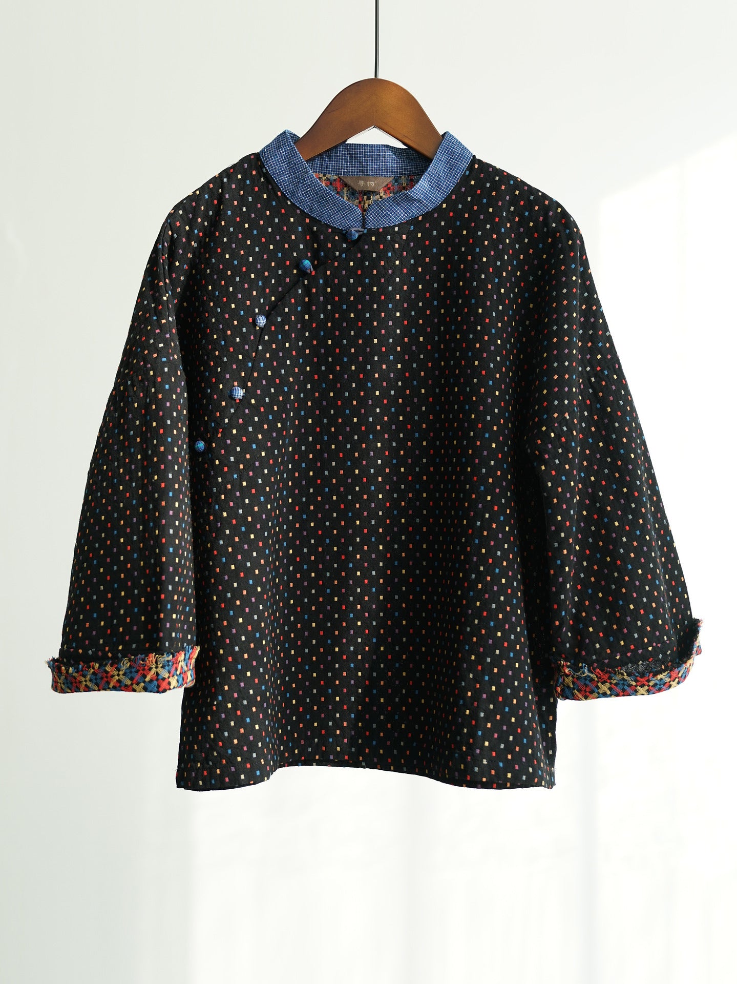 Black Jacquard Cheongsam Top