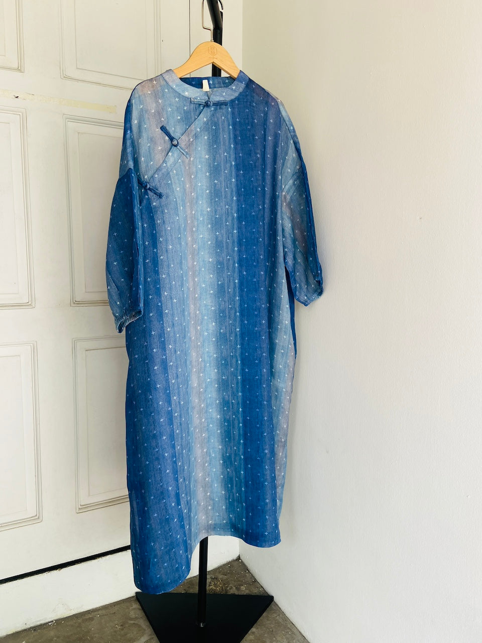 Blue Little Stars Cheongsam Cocoon Dress