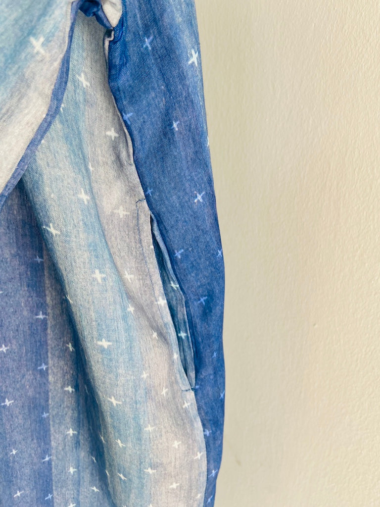 Blue Little Stars Cheongsam Cocoon Dress