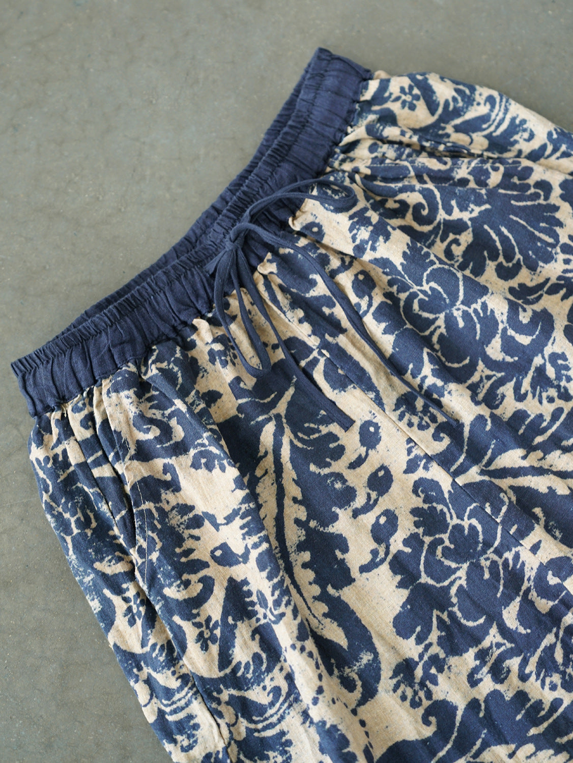 Blue Printed Linen Pants