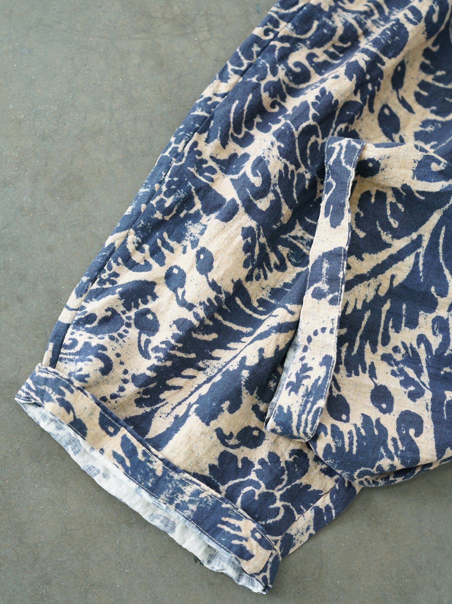 Blue Printed Linen Pants