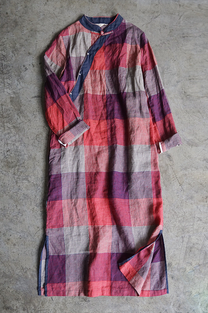 Checked Cheongsam Dress