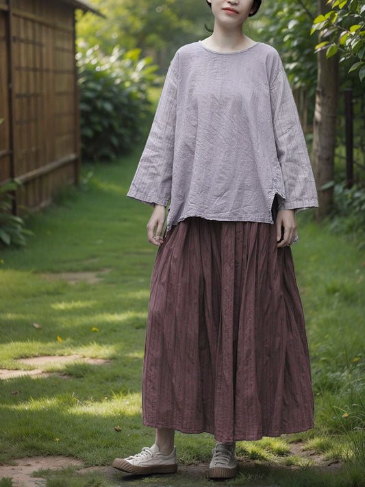 Cotton Maxi Skirt in Plum