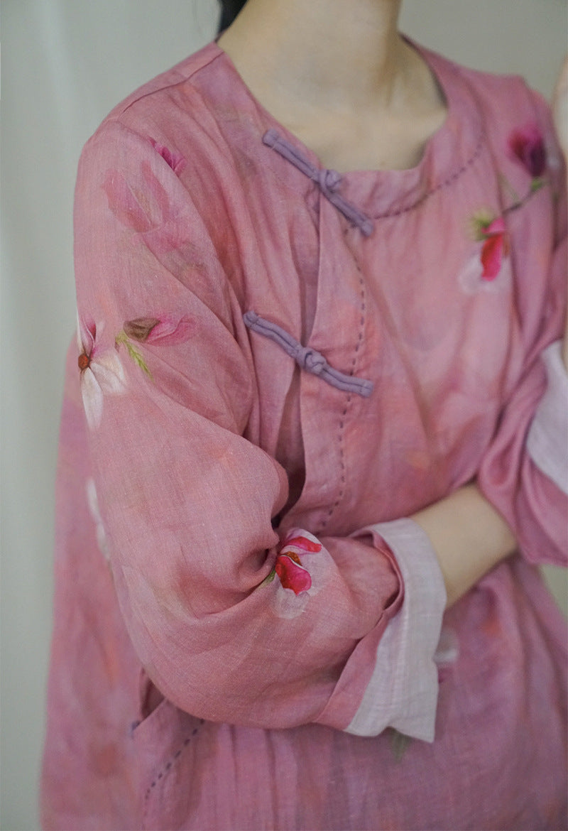 Pink Magnolia Cheongsam Top