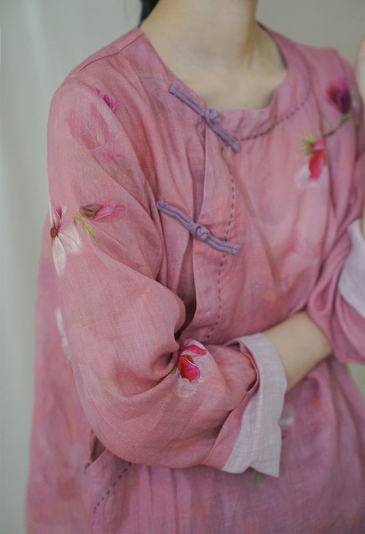 Pink Magnolia Cheongsam Top