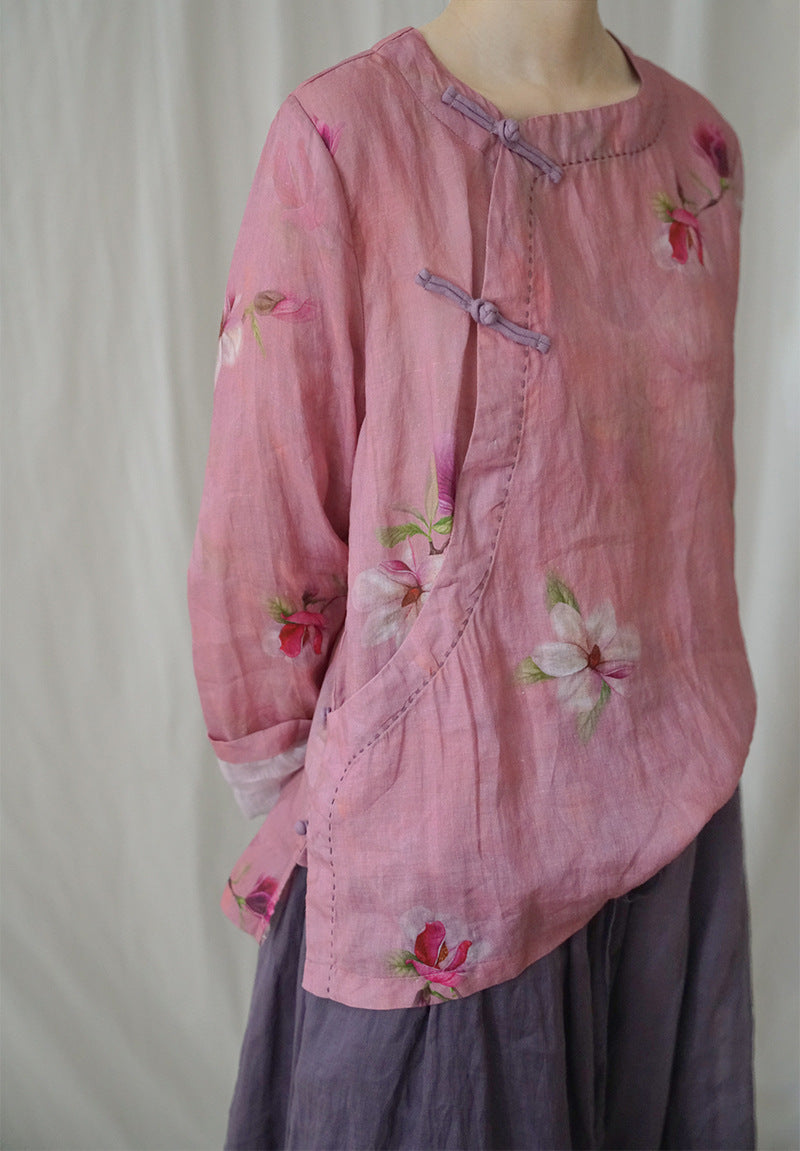 Pink Magnolia Cheongsam Top