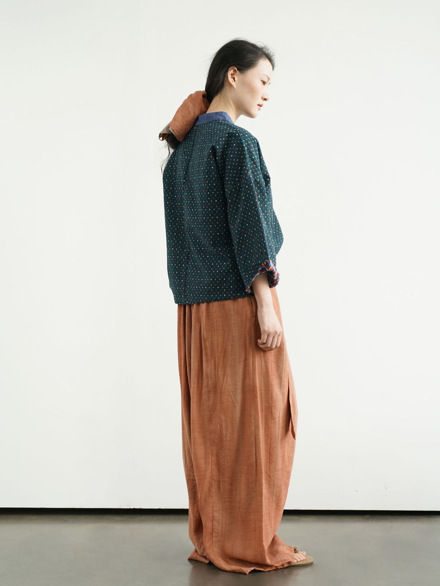 Green Jacquard Cheongsam Top