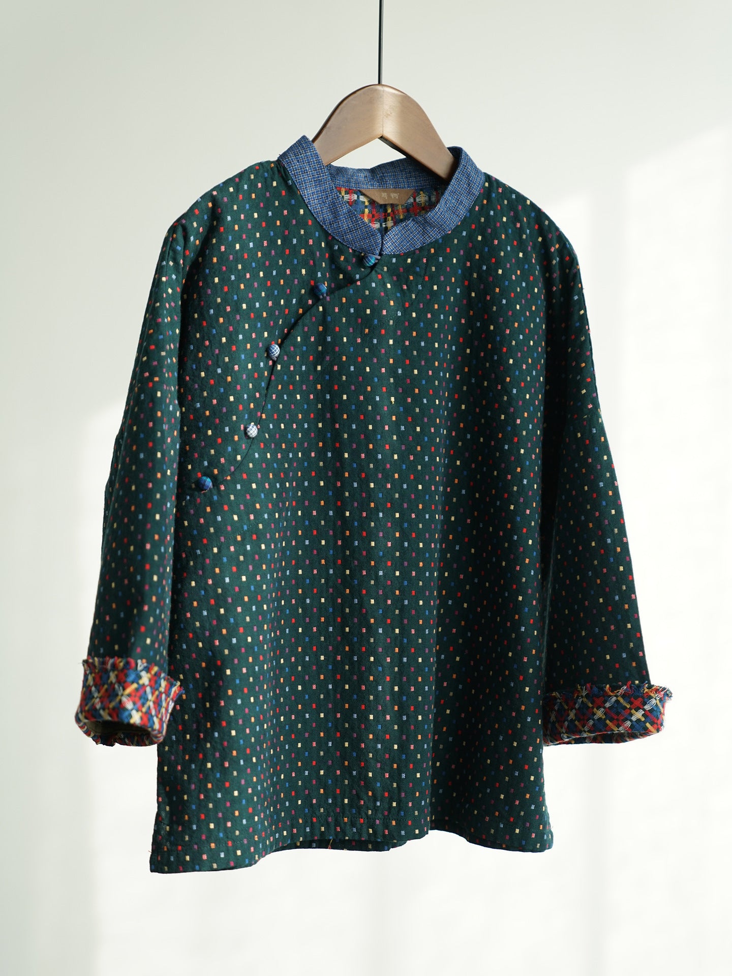 Green Jacquard Cheongsam Top