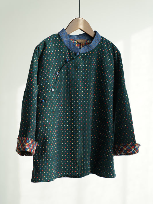 Green Jacquard Cheongsam Top