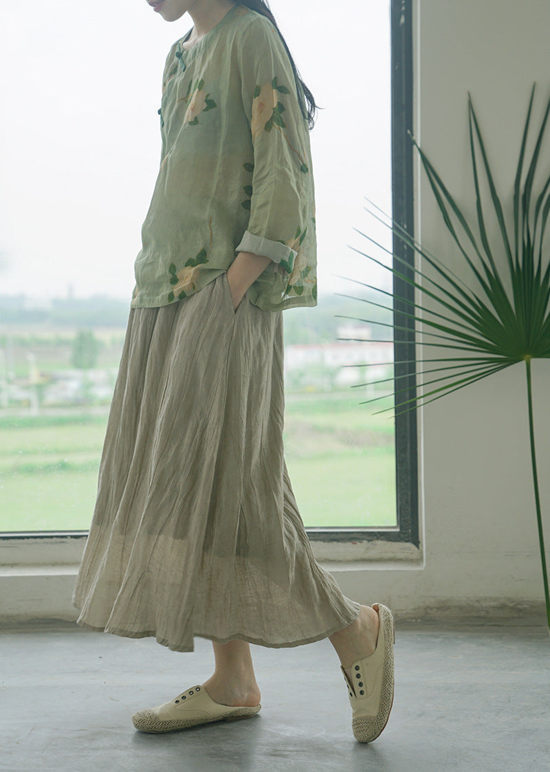 Green Magnolia Cheongsam Top