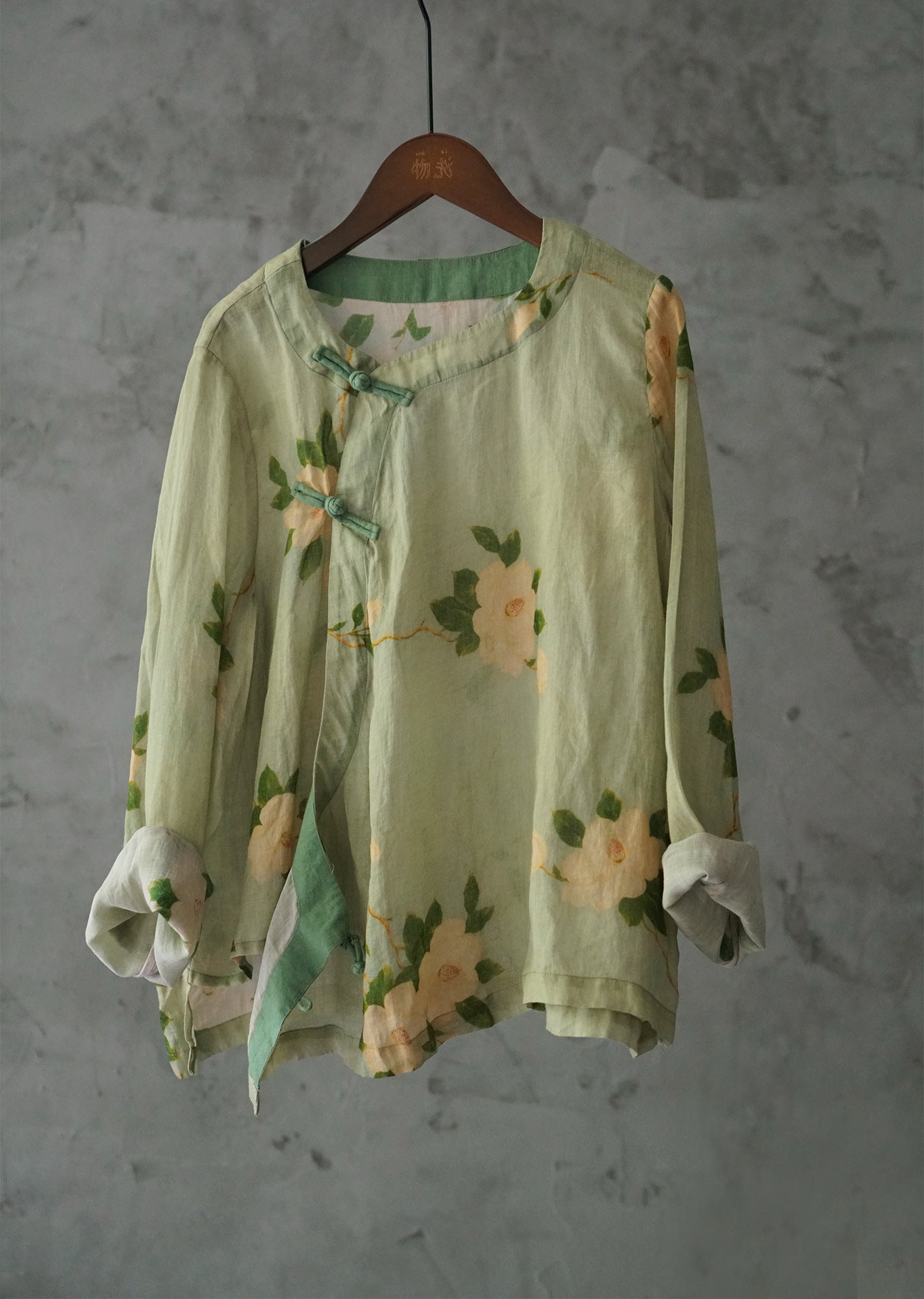 Green Magnolia Cheongsam Top